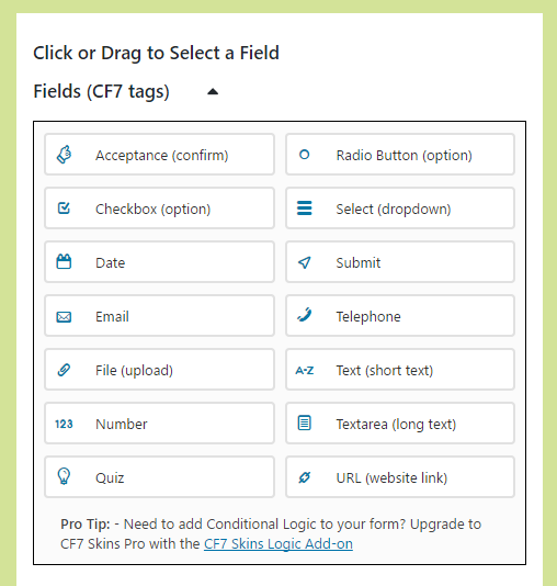 CF7 Visual Editor - Drag and drop fields